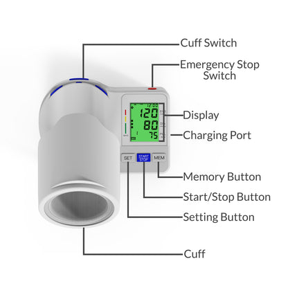 iCare BK38 Rechargeable Blood Pressure Monitor Digital Arm-Barrel Type Size 22-36cm Cuff BP Monitor