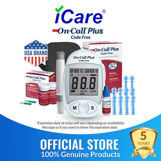 iCare® On Call Plus Code Free Blood Glucose Meter (COMPLETE SET) Blood Sugar Monitoring Kit