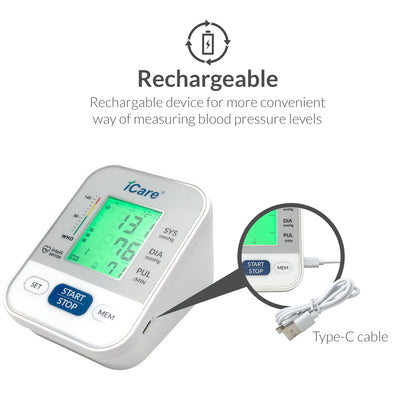 iCare CK262 Rechargeable Automatic Blood Pressure Monitor with Voice Broadcast and Light Indicator