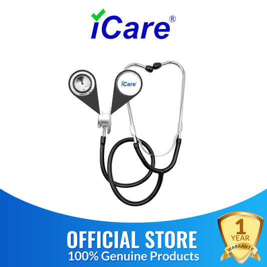 iCare AN04 Dual head Aluminum Stethoscope With Diaphragm, Bell, Soft Ear Buds and Flexible Tubing