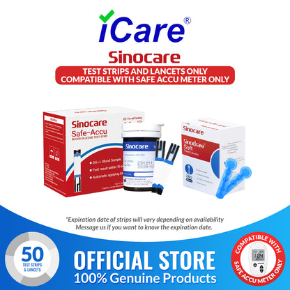 iCare® Safe Accu Glucose Test Strips & Lancets COMPATIBLE WITH SAFE ACCU GLUCOSE METER ONLY