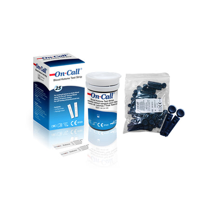 iCare® Ketone-T25 On Call Blood Ketone Strips 25pcs+Lancet25pc USE WITH On Call GK Glucose & Ketone Meter ONLY