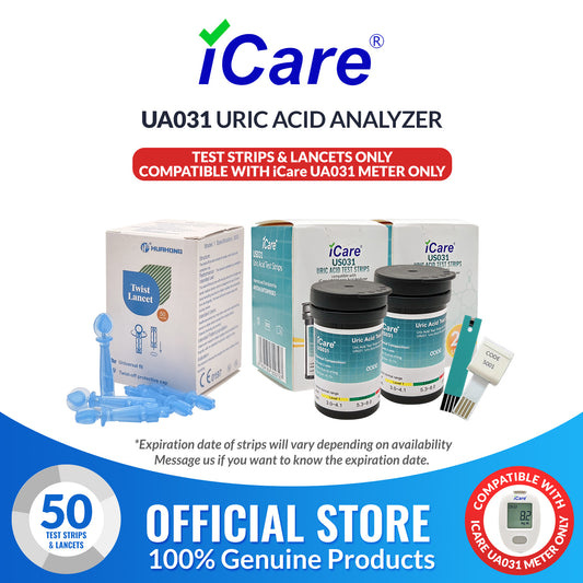 iCare U-T50 Uric Acid Test Strips 50pcs with Lancets 25pcs for iCare U01 Uric Acid Analyzer Test Strips & Lancets ONLY