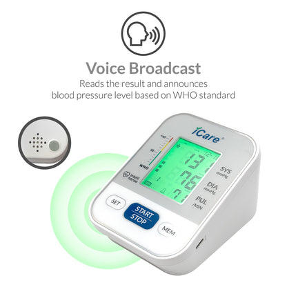 iCare Bundle Deal 30 OCP50 Glucose Meter + CK262 Digital BP Monitor, Blood Sugar Kit with Blood Pressure Monitor Bundle