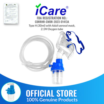 iCare® NM06-001HC Nebulizer Kit (High Capacity 30mL) with Adult Aerosol Mask, 2.1m Oxygen Tube