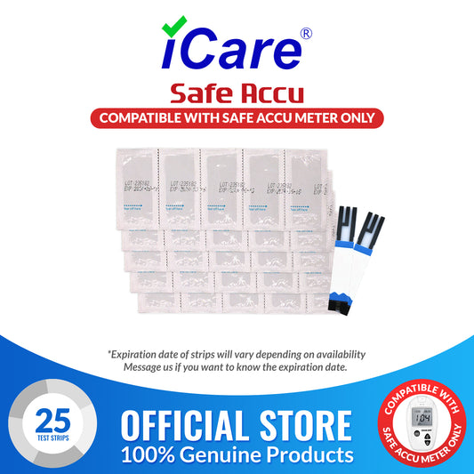 iCare® Safe Accu Glucose Test Strips 25pcs Individually Packed USE ONLY WITH SAFE ACCU GLUCOSE METER SA