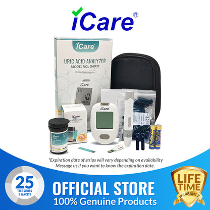 iCare UA031 Uric Acid Analyzer Complete Set with 25pcs Test Strip and 25pcs Lancets