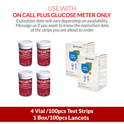 iCare® On Call Plus Code Free Test Strips and Lancets ONLY COMPATIBLE WITH On Call Plus (Code-Free) GLUCOSE METER SA
