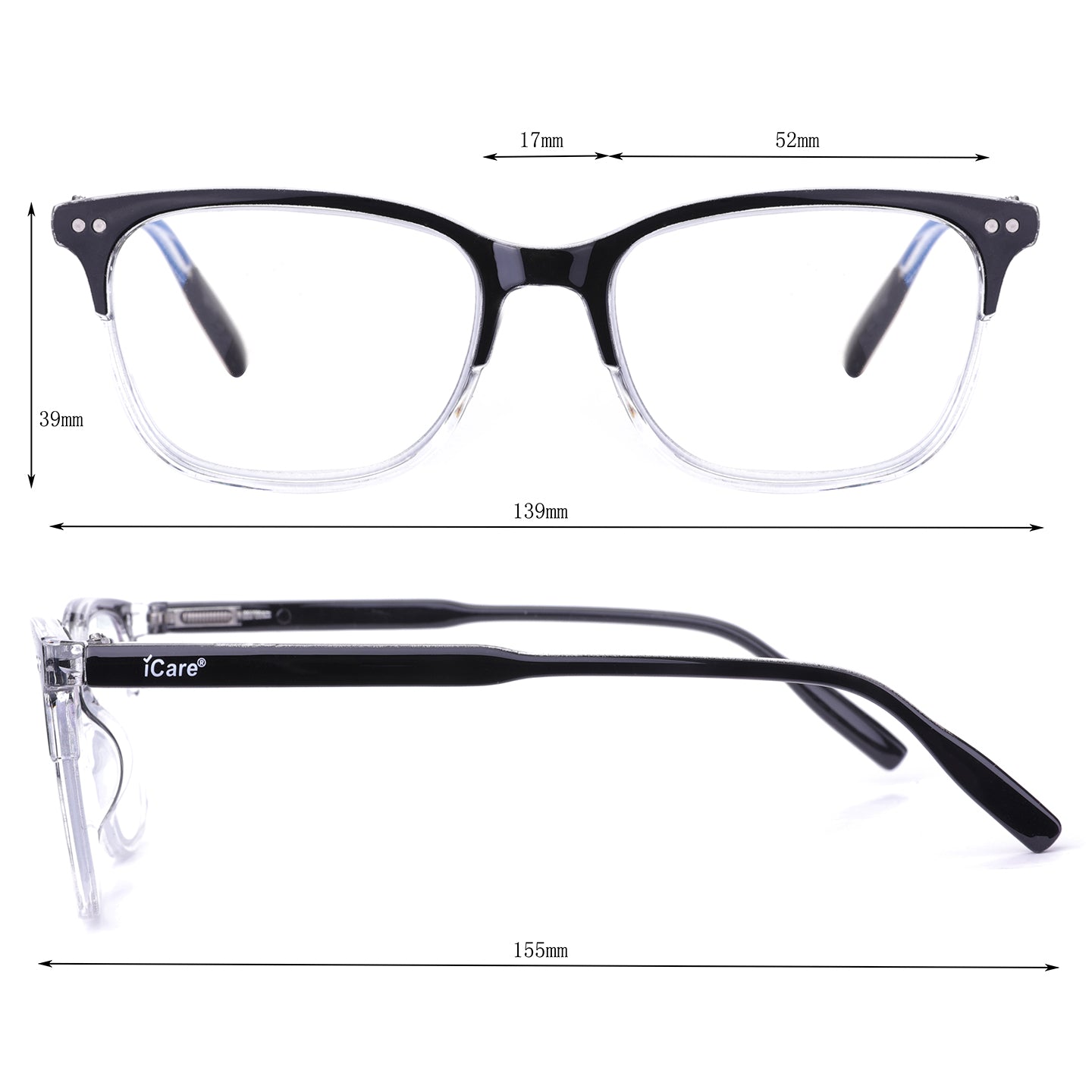 iCare® RG506 PC Frame Reading Glasses with Blue Light Protection for Men and Women