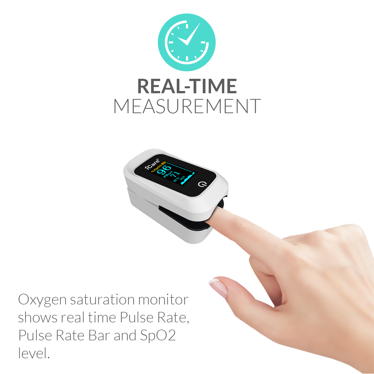 ICare® OX001 Fingertip Pulse Oximeter, (SpO2)Blood Oxygen Saturation M ...