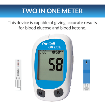 iCare® On Call GK Dual 2 in 1 Blood Glucose and Ketone Meter - with Test Strips and Lancets