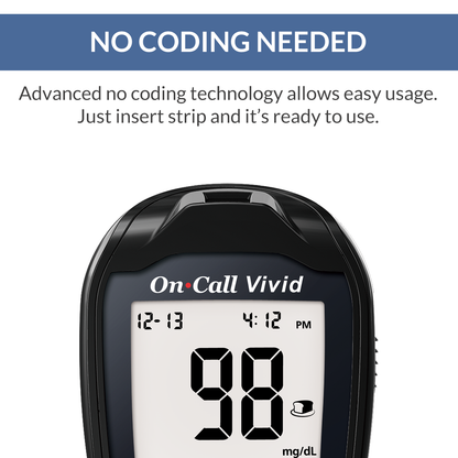 iCare® Vivid50 On Call Vivid Painless Blood Glucose Meter with 50 Test Strips and Lancets