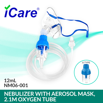 iCare® NM06-001 (12ml) Nebulizer Kit with Adult Aerosol Mask, 2.1m Oxygen Tube
