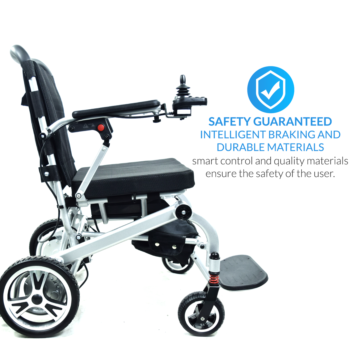 iCare® LUX860 Foldable Electric Wheelchair Aircraft-Grade Aluminum Frame (100kg Load Limit, 28kg Wheelchair Weight)